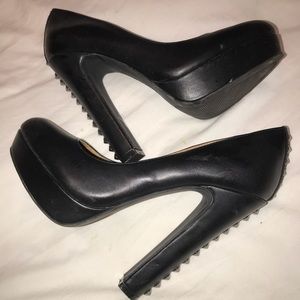 Leather studded heels
